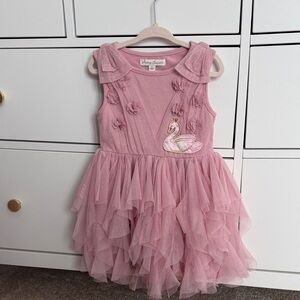 Pink Tulle Ballerina Dress with Swan Embroidery size 3T
